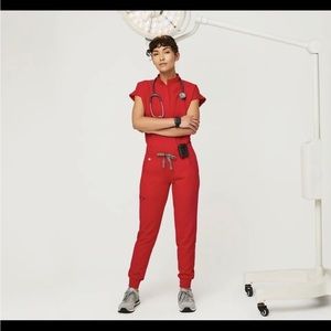 FIGS ZAMORA JOGGER SCRUB PANTS POP RED